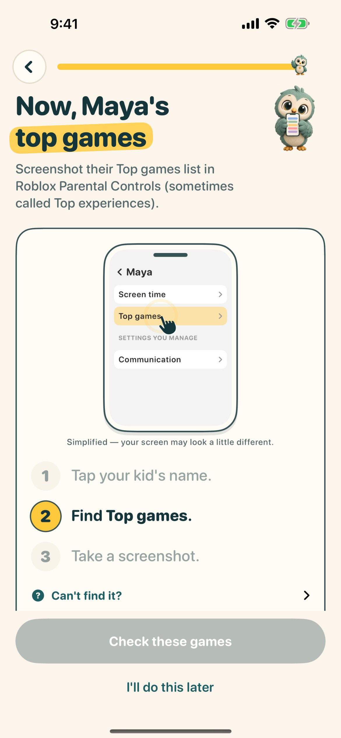 Boundly check screen with a Top games screenshot added